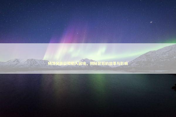杨洋父亲公司陷入困境，揭秘背后的故事与影响